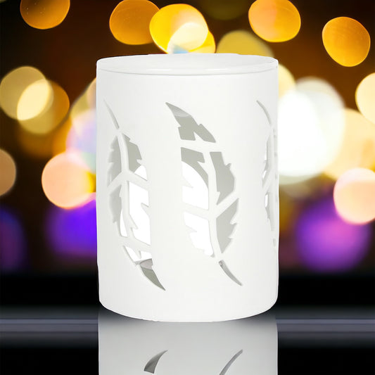 White Feather Cut Out Wax Burner