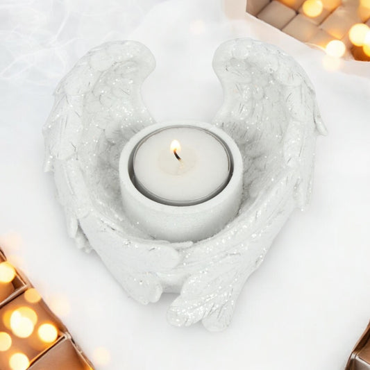 Glitter Angel Wing Tealight Candle Holder