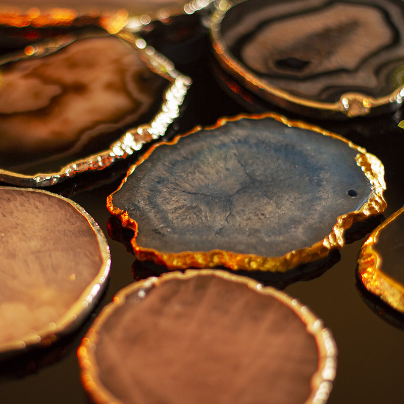 Crystal Coasters with Metallic Gilded Edges