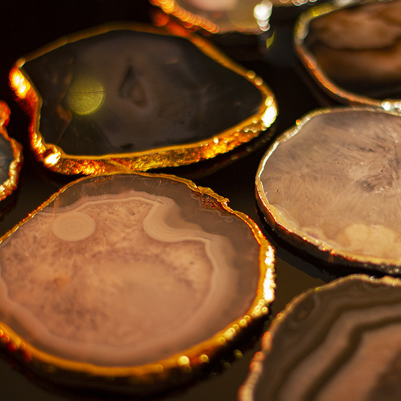 Crystal Coasters with Metallic Gilded Edges